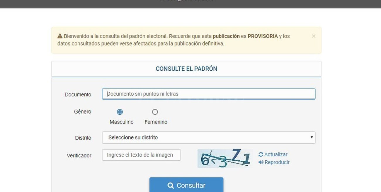 Advierten que hay tiempo hasta el viernes para verificar los datos en el padrón electoral