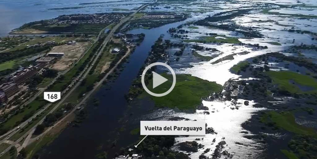 Video: drone sobrevuela la crecida del río en Santa Fe