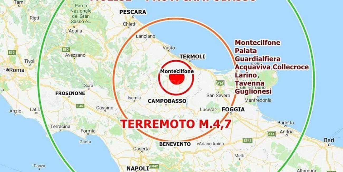 Un terremoto de 5,2 sacude región italiana de Molise 