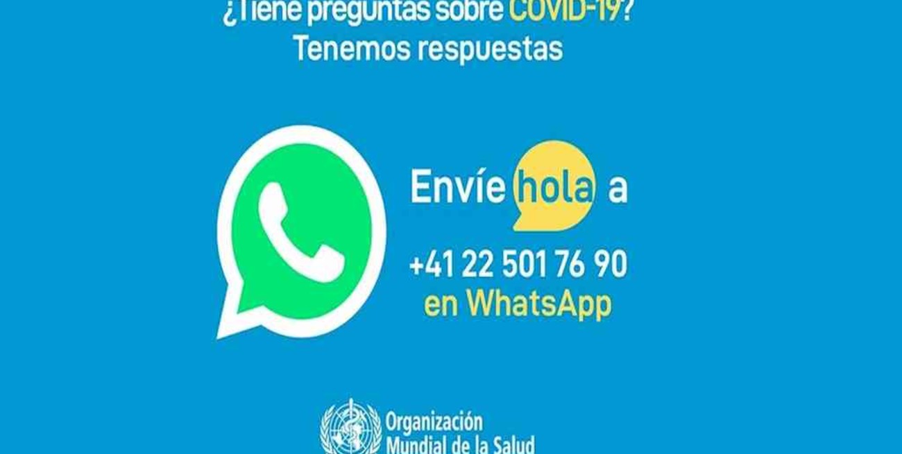 La OMS lanzó la versión en español de un servicio de información sobre coronavirus por WhatsApp