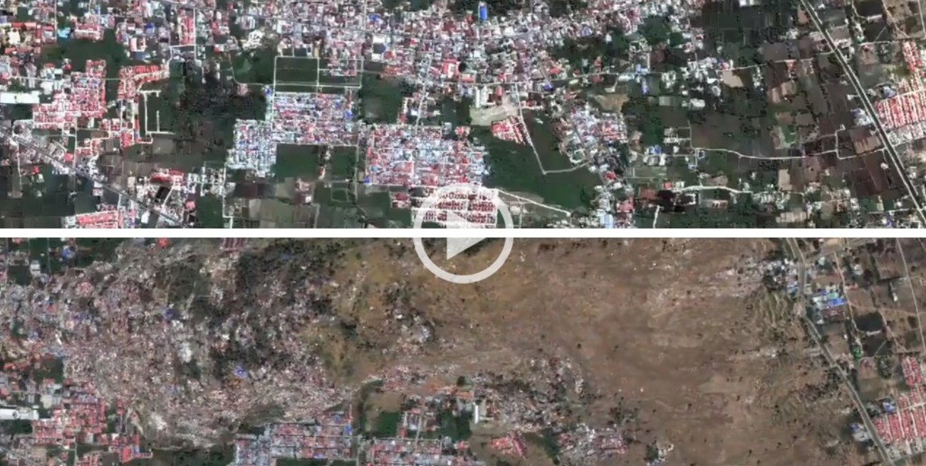 Impactante video saletital muestra como el suelo se vuelve líquido y engulle casas en Indonesia