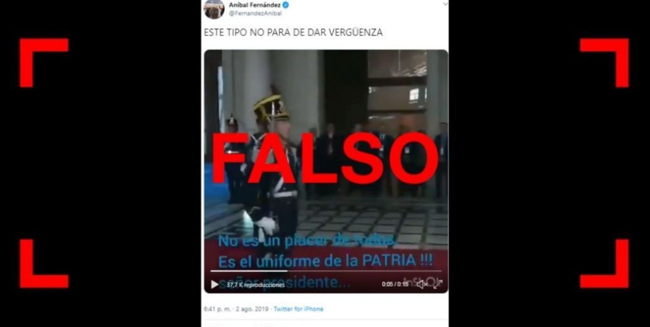 Son falsos los subtítulos del video entre Macri y un granadero que publicó Aníbal Fernández