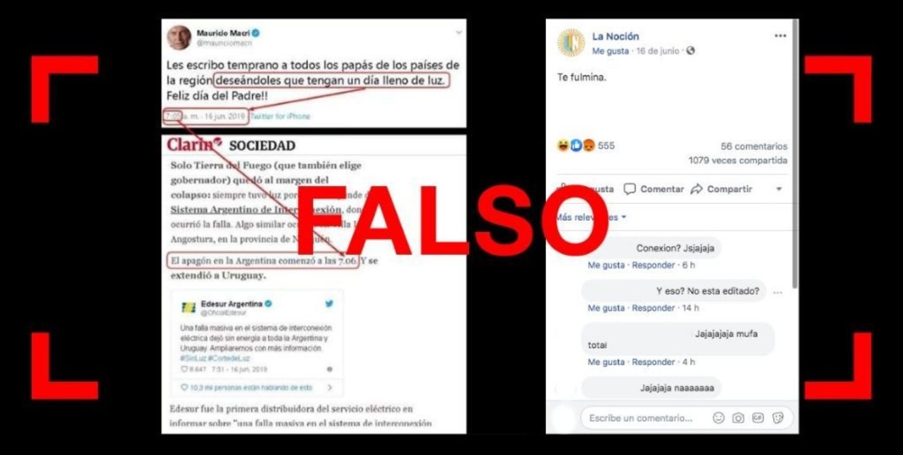 Es falso el tuit de Macri por el Día del Padre un minuto antes del apagón
