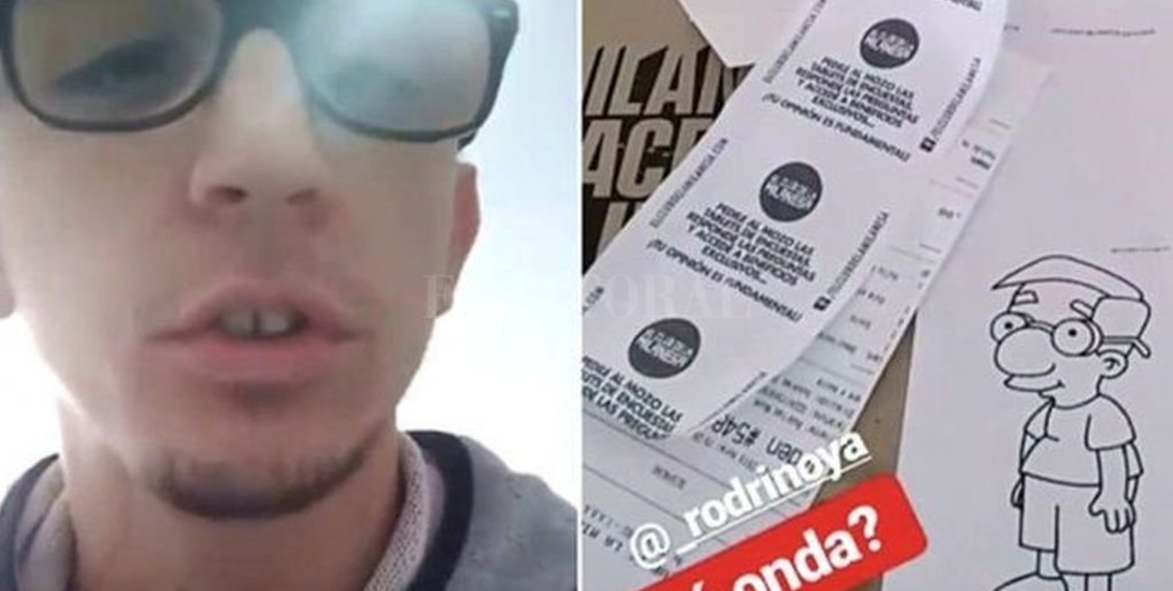 Rodrigo Noya pidió una milanesa y le enviaron el tícket con un dibujo de Milhouse