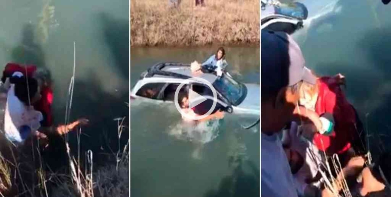 Impactante rescate de tres mujeres que cayeron a un canal de riego en Cipolletti  