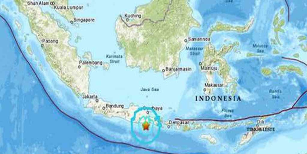 Un sismo de magnitud 6 sacudió las aguas al sur de la isla de Java en Indonesia