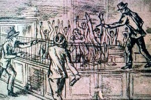 Archivo. Bosquejos que formaron parte de la investigación del atraco al Nuevo Banco Italiano.