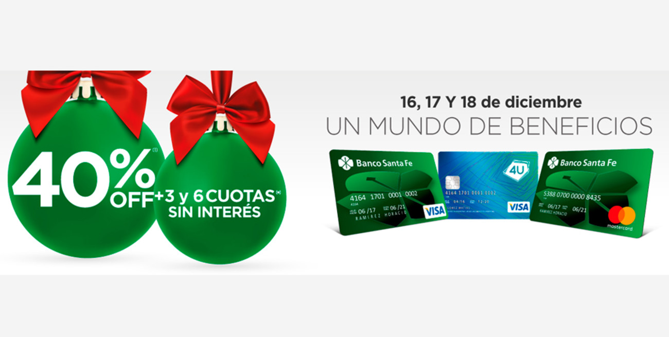 Para Navidad, Banco Santa Fe ofrece descuentos de hasta el 40% y cuotas sin interés
