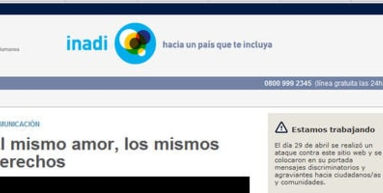 Hackearon la página del Inadi con frases discriminatorias