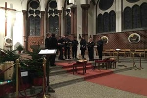 Gentileza Embajada Argentina en Alemania Concierto. Un emotivo momento del concierto celebrado en un templo, en Berlín.
