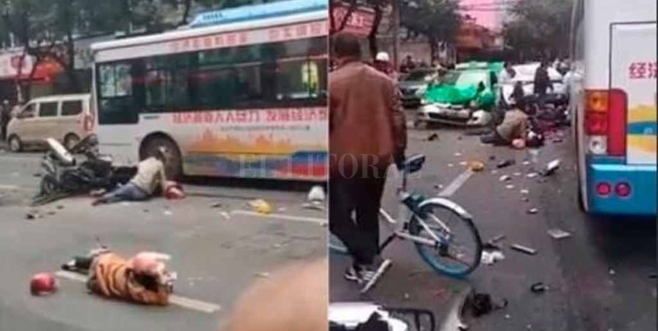 Robó un colectivo y atropelló a una multitud en China: al menos 5 muertos y 20 heridos