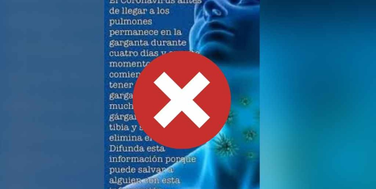 Es falso que "hacer gárgaras con agua tibia y sal elimina el virus"