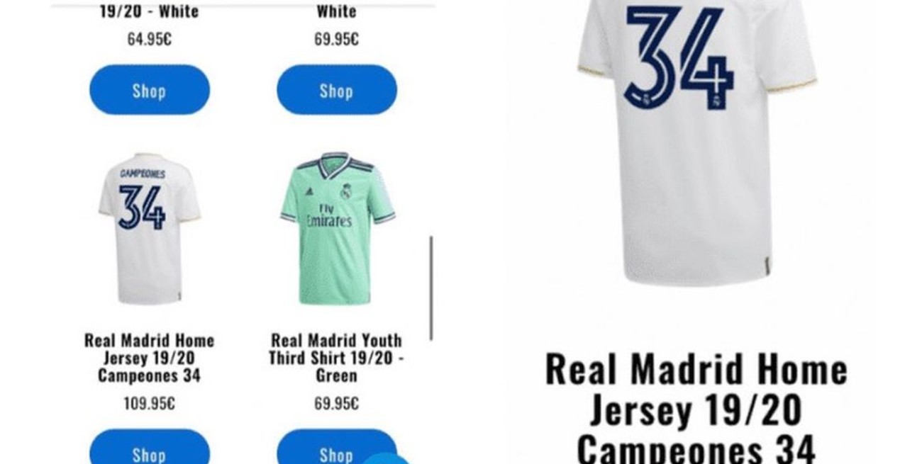 Insólito: El Real Madrid puso por error a la venta la camiseta del campeón antes de definir el título