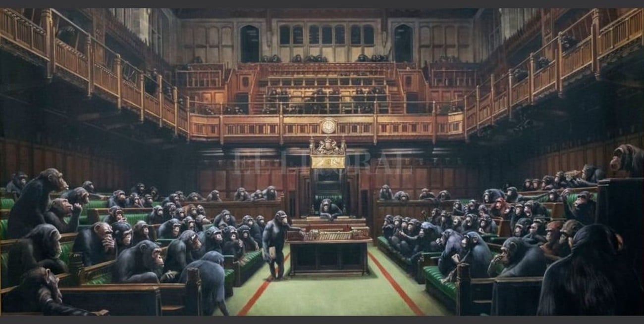 La obra de Banksy "Parlamento involucionado" sale a la venta