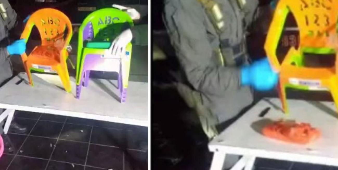 Ocultaban cocaína en sillitas plásticas