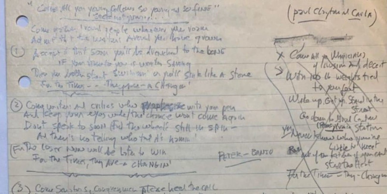 Venden el manuscrito de una canción de Bob Dylan por 2,2 millones de dólares