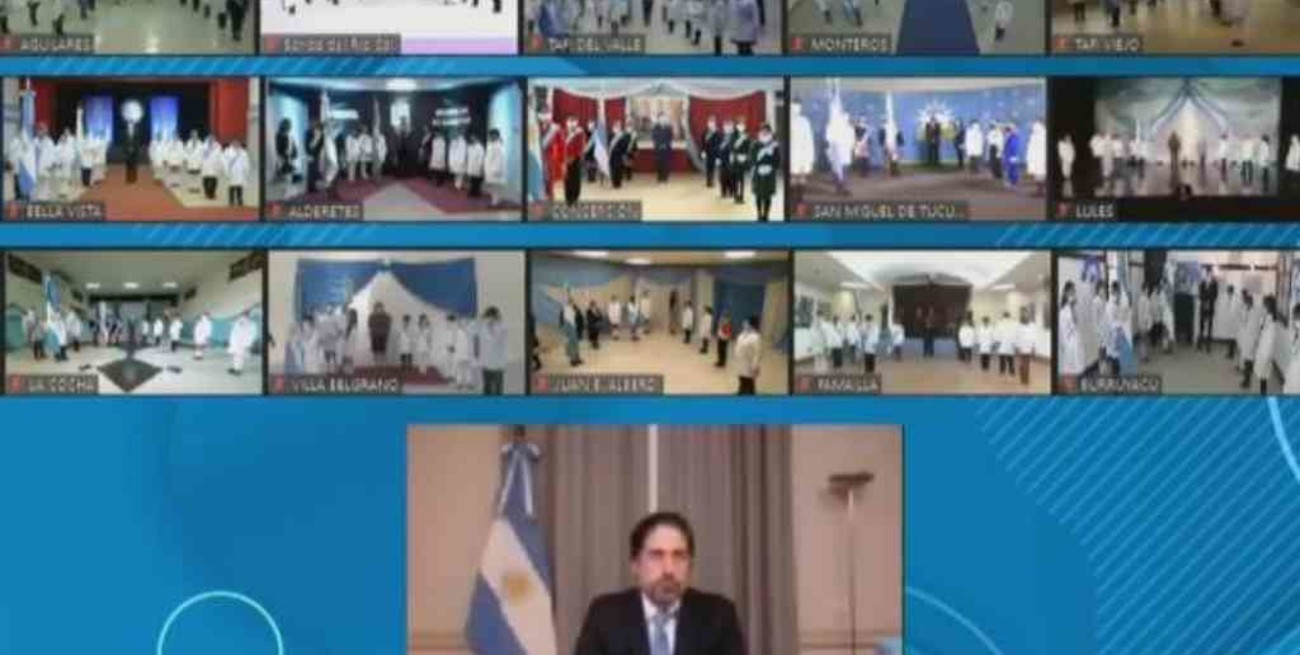 Trotta participó del acto de lealtad a la bandera de alumnos tucumanos por videoconferencia