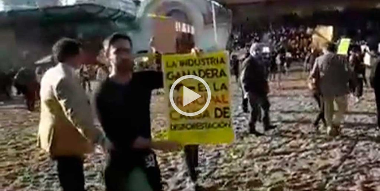 Video: polémica por una manifestación de defensores de los animales en La Rural