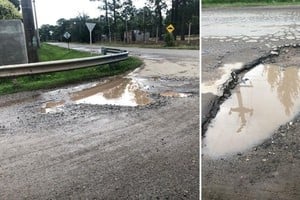 Gentileza Dinamitado. Así luce el deteriorado Acceso Norte. Las precipitaciones registradas en los últimos días, indudablemente agravaron la situación.