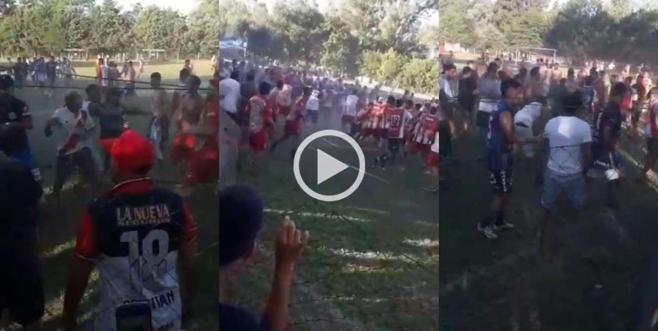 Batalla campal: jugadores e hinchas se pelearon tras un partido de fútbol en Merlo