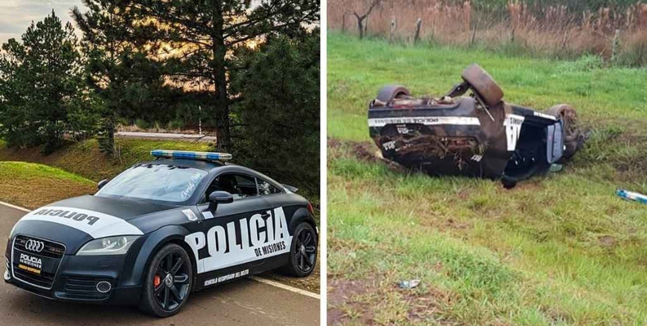 Dos policías volcaron en Misiones cuando manejaban un Audi TT "recuperado del delito" 