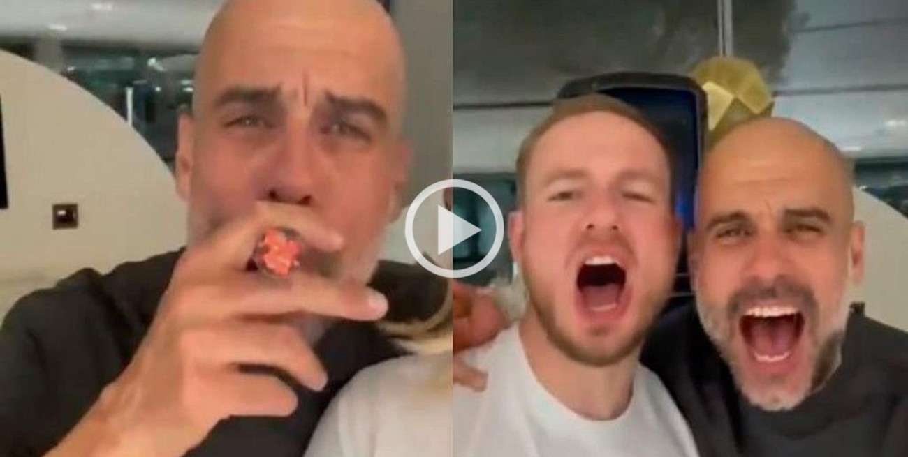 Con un puro y cantando Oasis: el festejo viral de Pep Guardiola