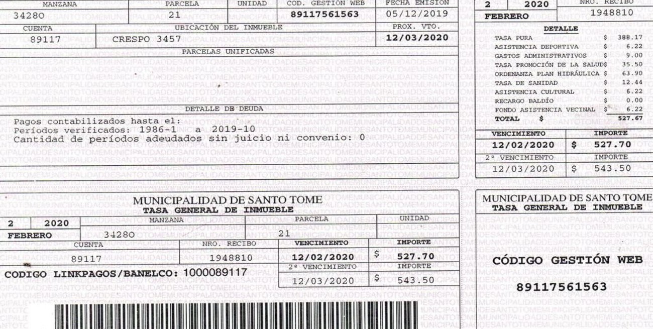 Santo Tomé: piden el congelamiento de la TGI y de la Tasa de Agua Corriente