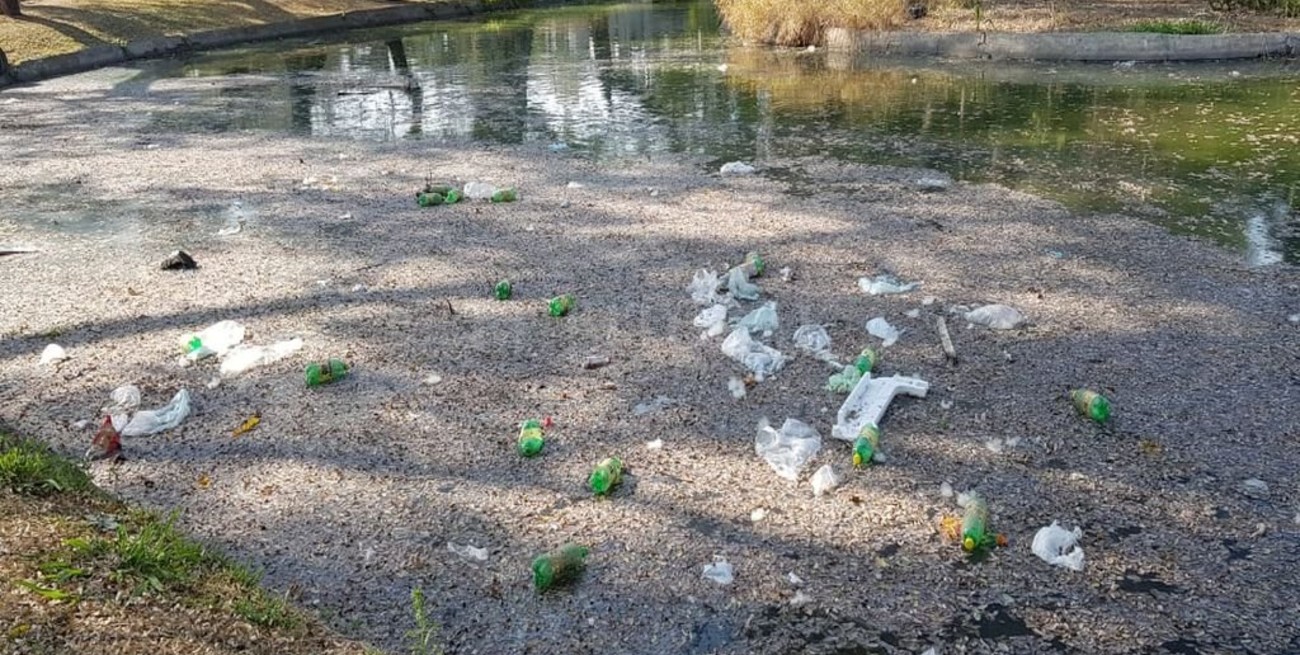 Video: abandono y suciedad en uno de los lagos del Parque Garay