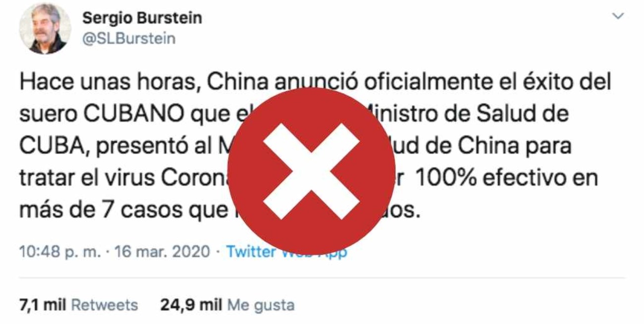 Es falso que Cuba descubrió un suero que cura el COVID-19