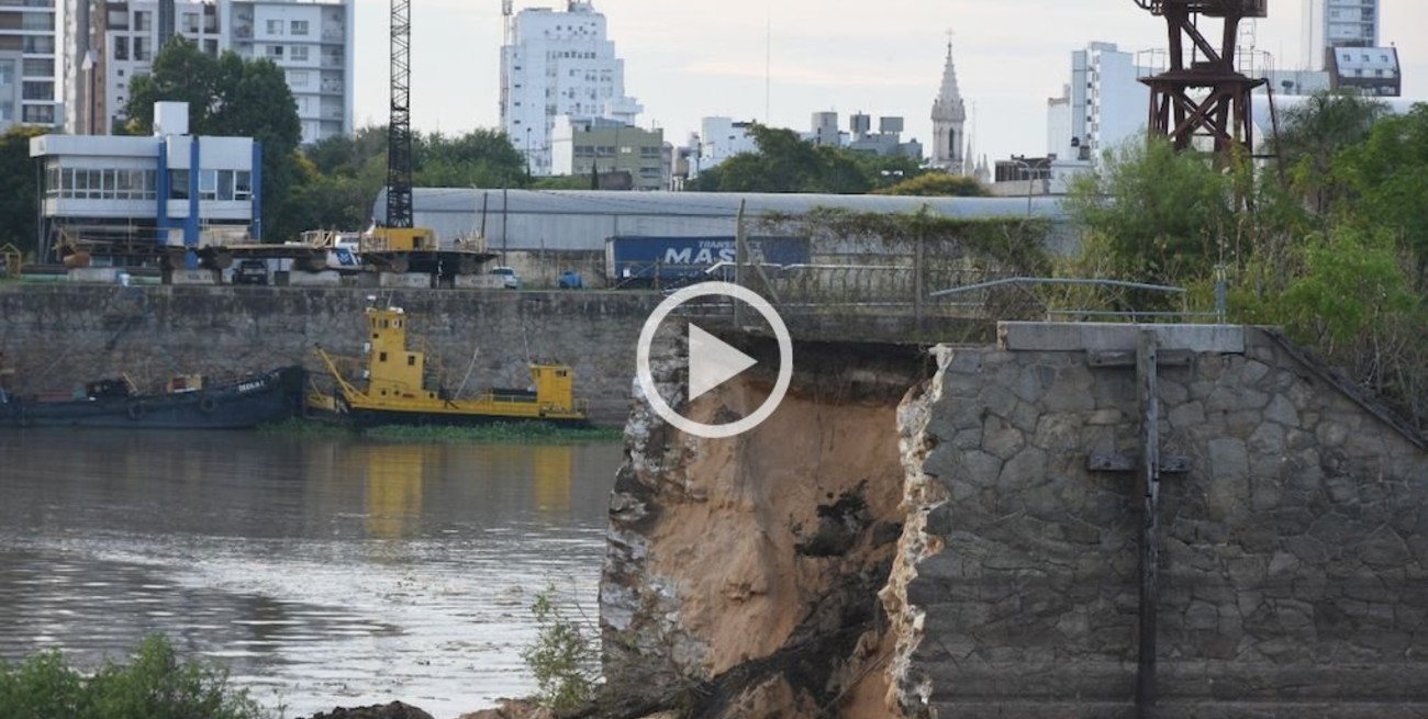 Se desmoronó una vieja construcción que divide los diques en el puerto de Santa Fe