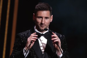 Reuters Soccer Football - The Ballon d'Or Awards - Theatre du Chatelet, Paris, France - November 29, 2021 Paris St Germain's Lionel Messi during the awards REUTERS/Benoit Tessier