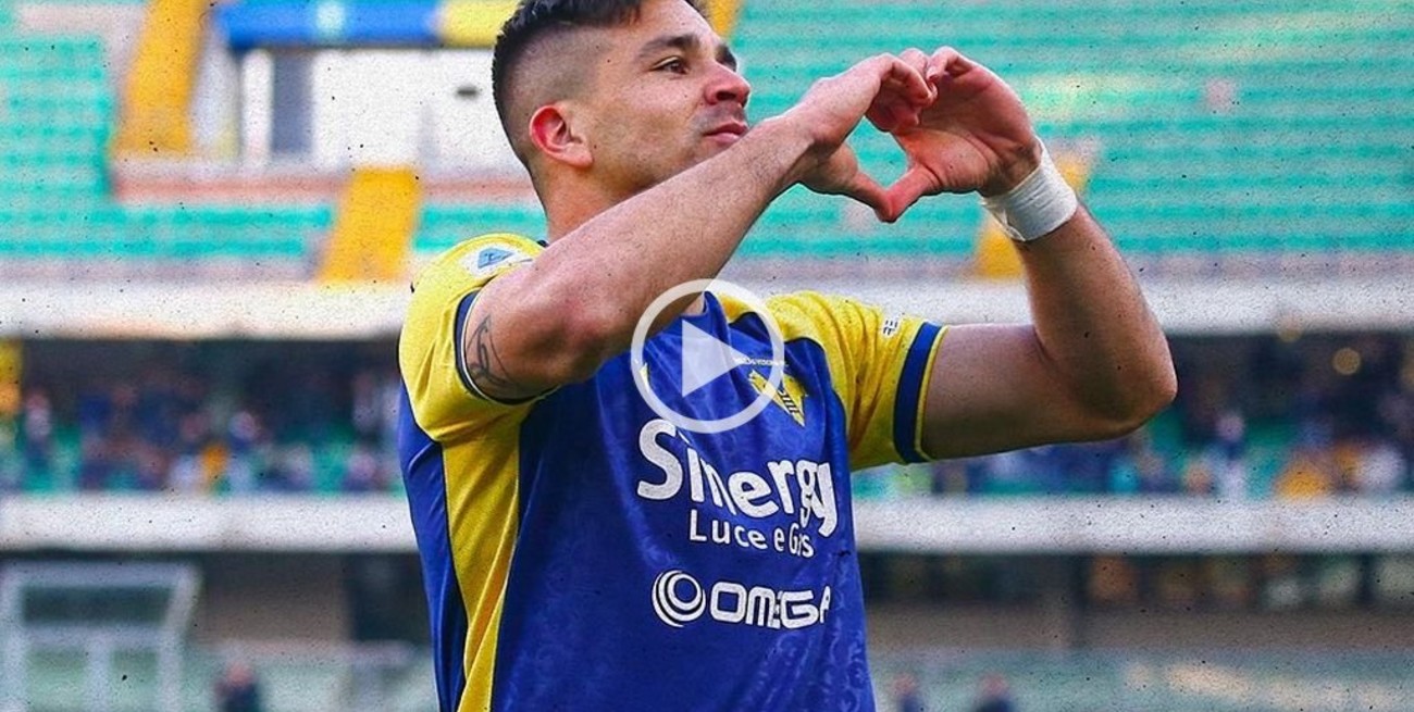 Giovanni Simeone marcó el gol de la victoria para Hellas Verona