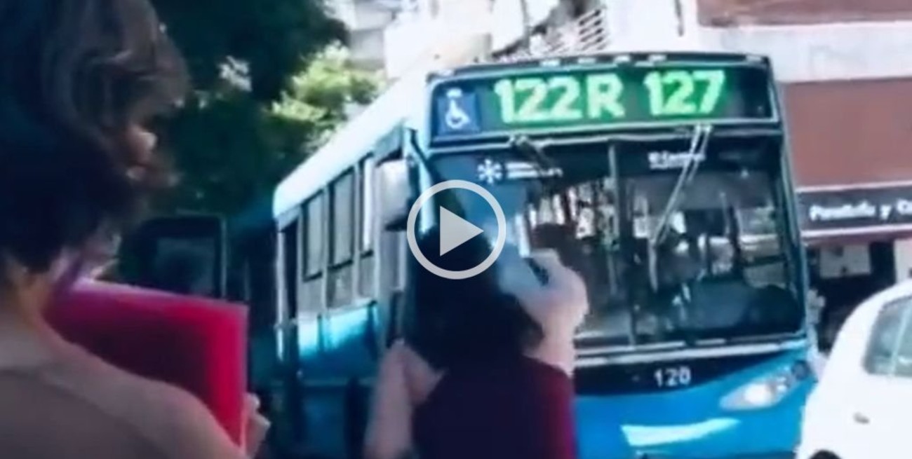 Viral en Rosario: enojada por la demora, una mujer arrojó piedras a un colectivo