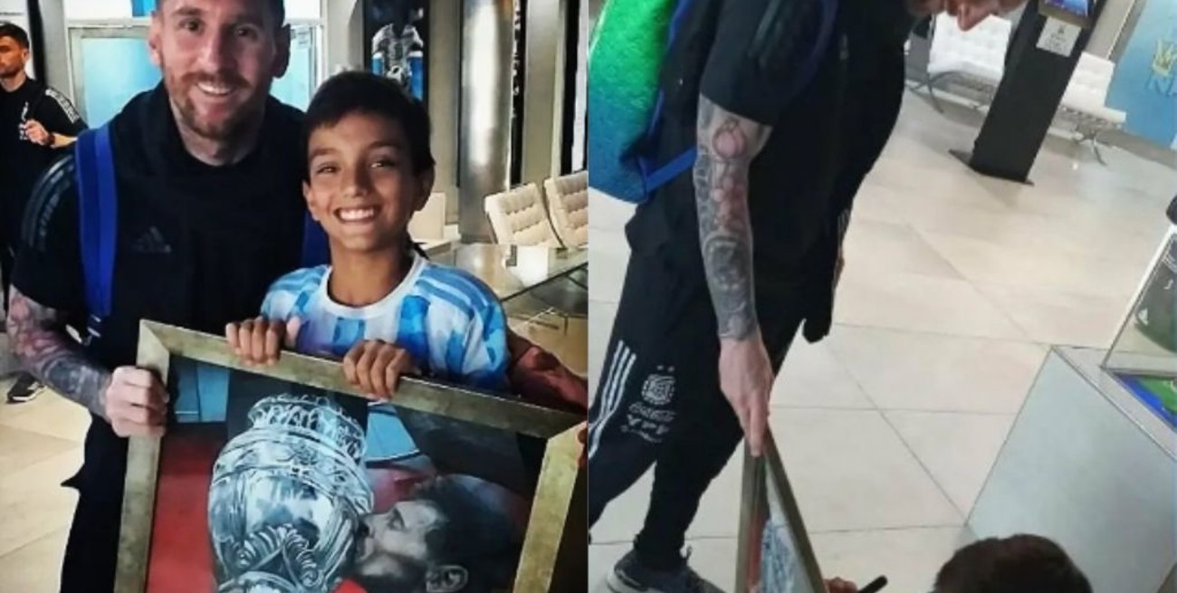 Un artista de 12 años le regaló un cuadro a Messi y el capitán argentino le pidió que se lo firme