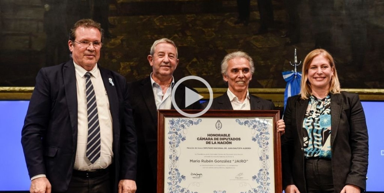 Diputados: se entregó la mención de honor "Dr. Juan Bautista Alberdi" a "Jairo"