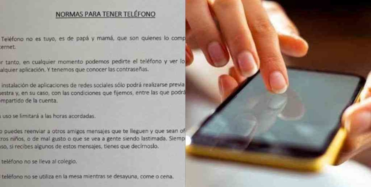 Polémica: su hija de 12 años quería un celular, pero le hizo firmar un contrato con normas para poder usarlo
