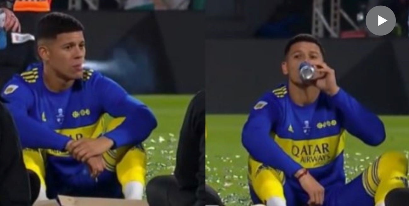 Video: Marcos Rojo festejó el título de Boca fumando y tomando cerveza dentro de la cancha