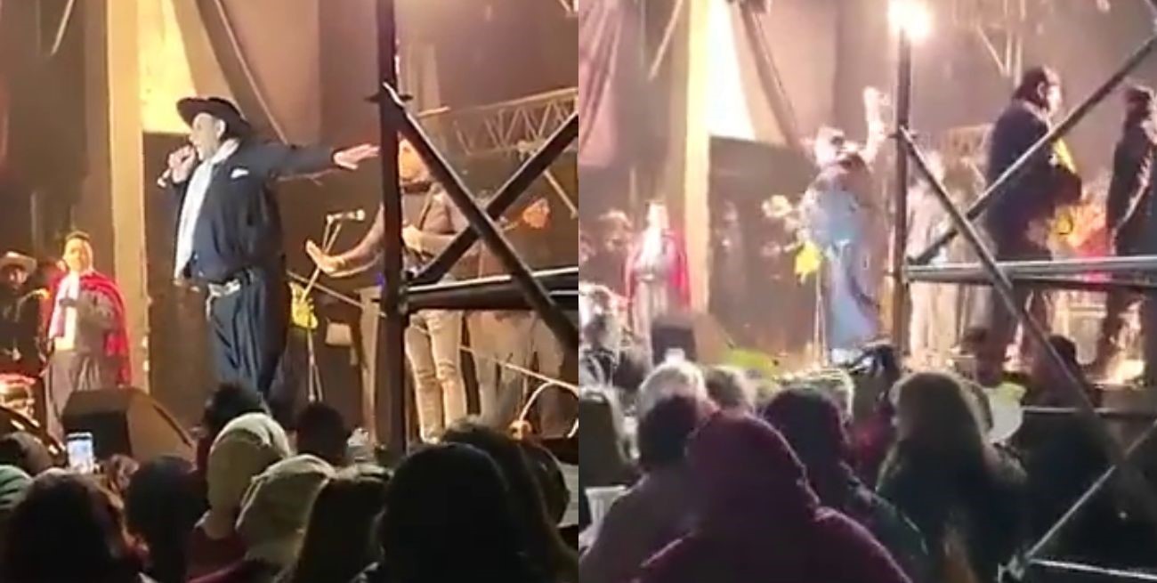 Video: el Chaqueño Palavecino azotó un micrófono cuando la policía interrumpió su show