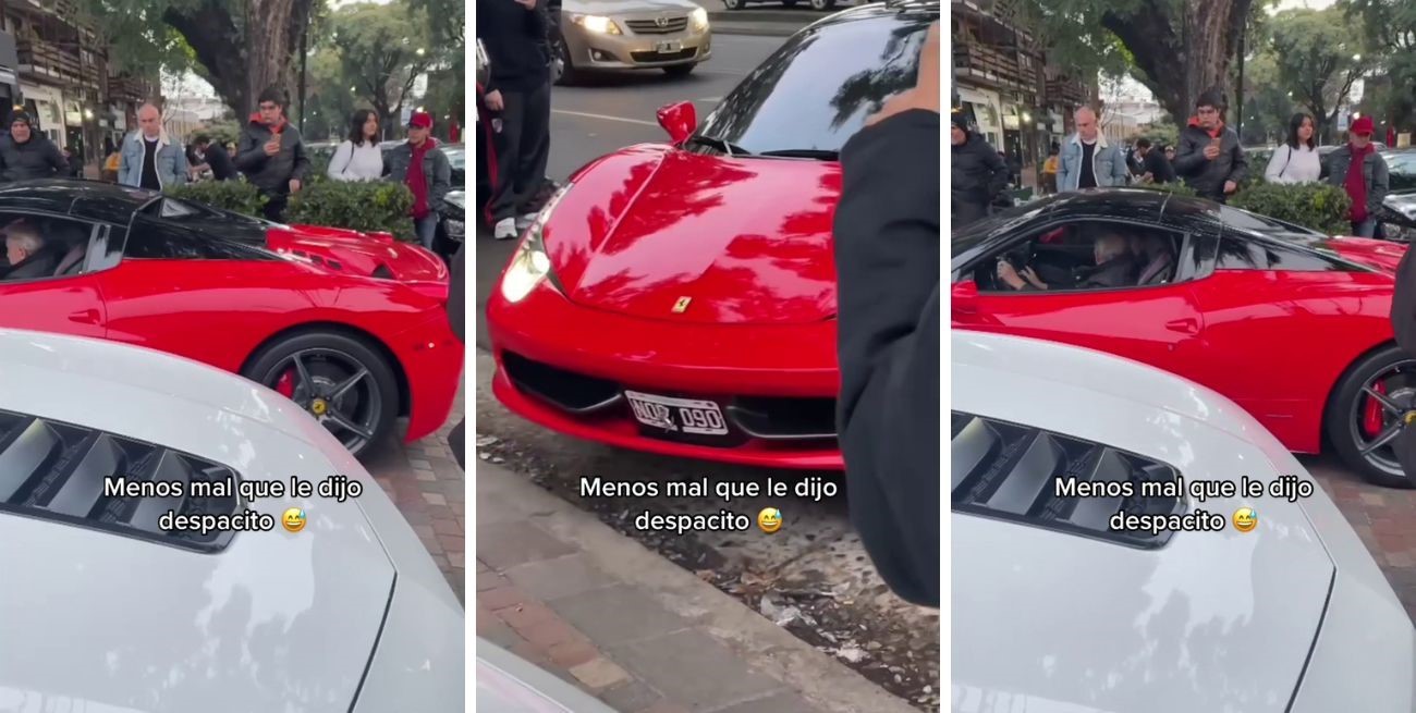 Video: dañó una Ferrari al intentar salir del estacionamiento y se hizo viral