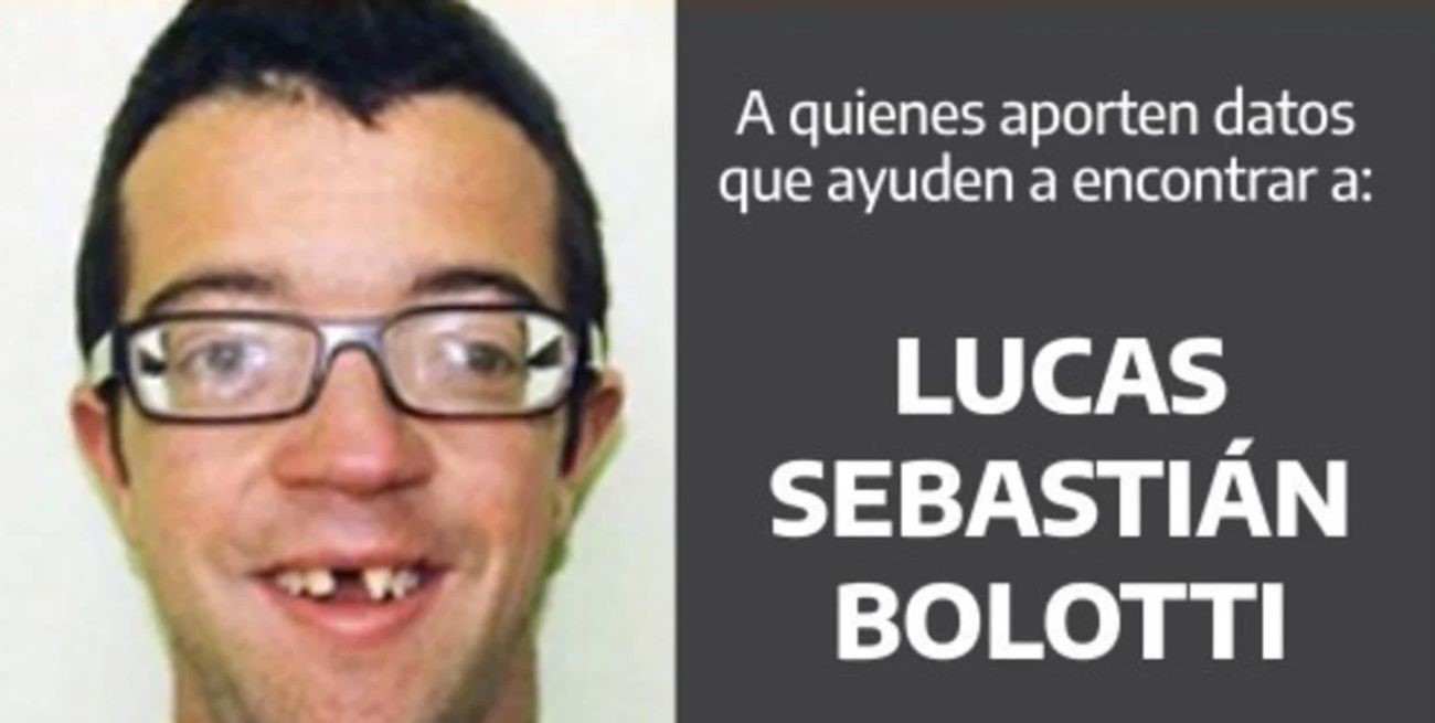 Ofrecen una recompensa de 1.500.000 pesos para quien aporte información sobre Lucas Bolotti