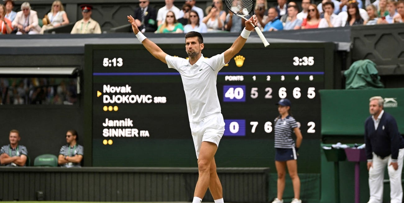 Wimbledon: Djokovic levantó dos sets y venció a Sinner para acceder a semifinales
