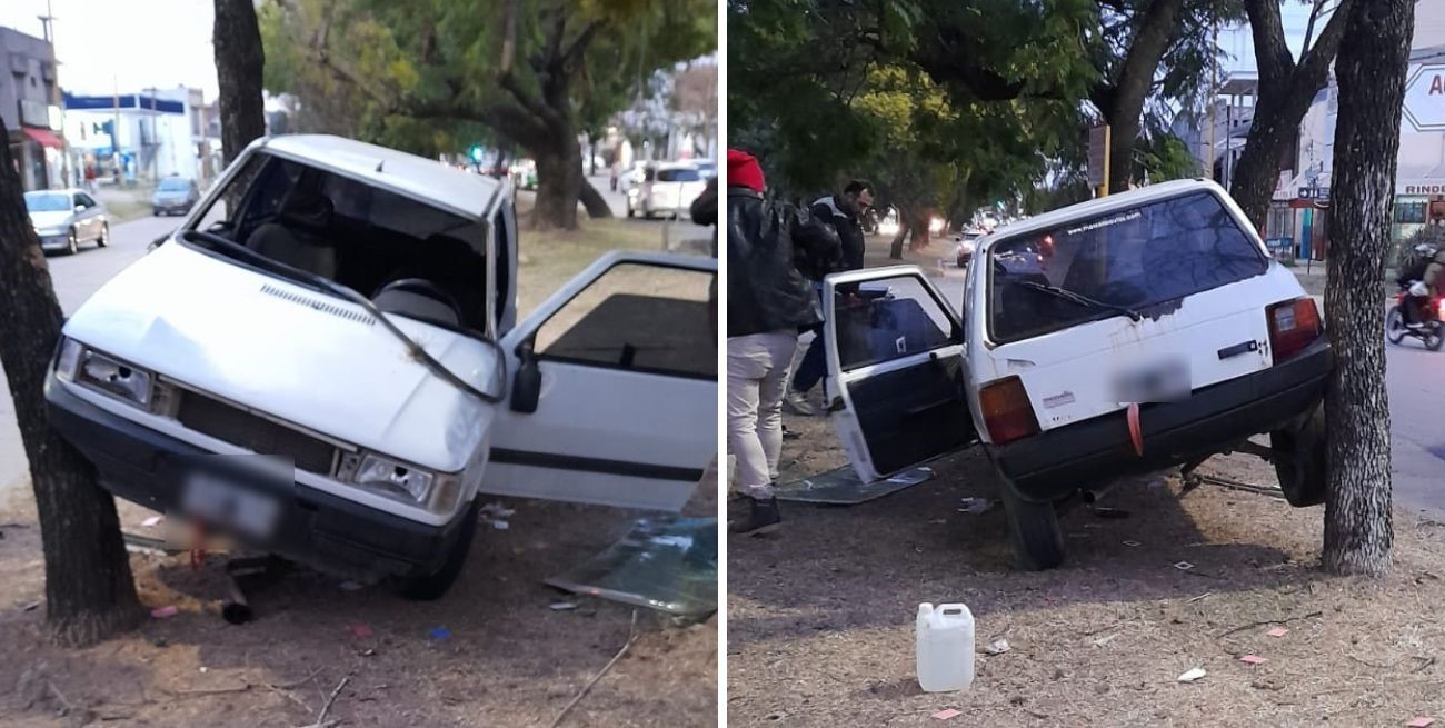 Video: perdió el control del auto y quedó entre dos árboles en Aristóbulo del Valle