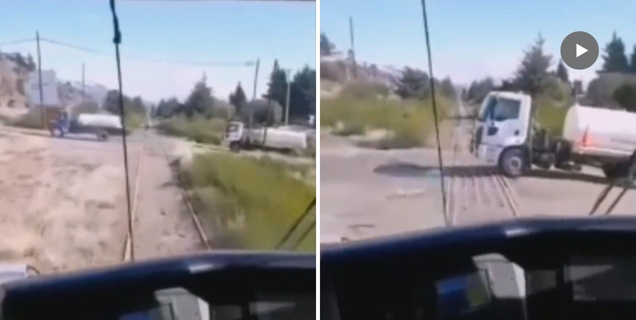 Video: un tren chocó a un camión atmosférico en Bariloche