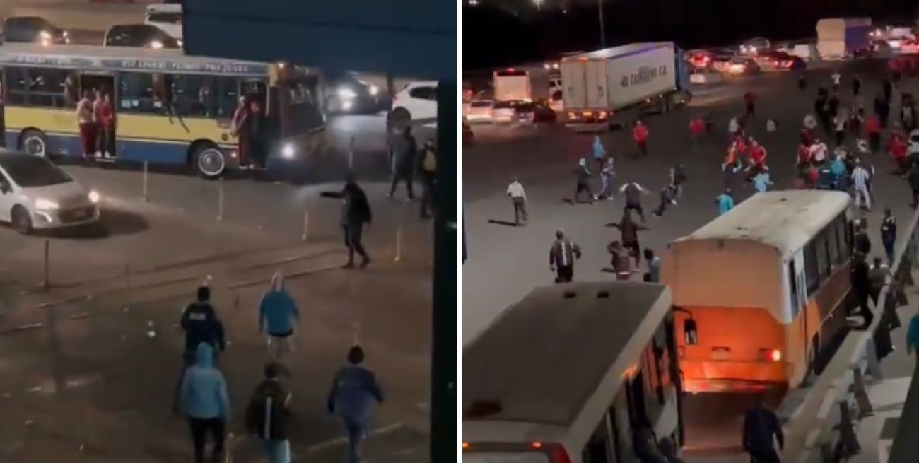 Video: batalla campal entre barras de River y Racing en plena autopista Buenos Aires-La Plata