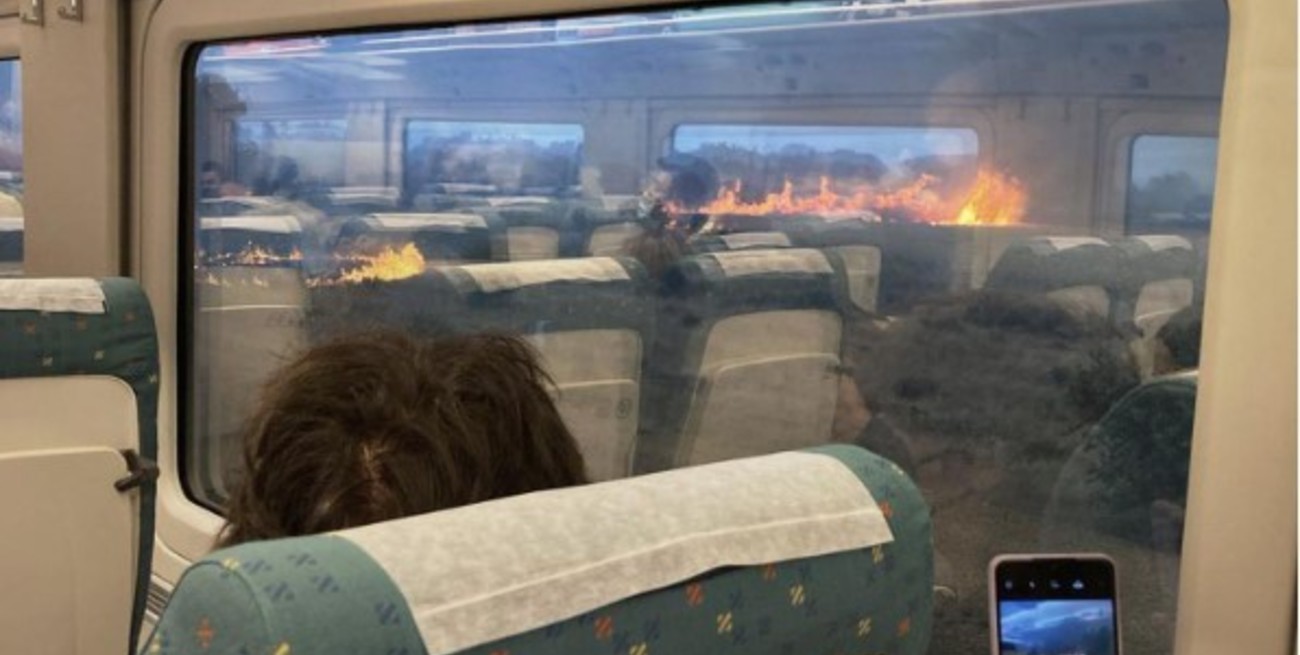 España: al menos 11 pasajeros de un tren resultaron con quemaduras al pasar cerca de un incendio forestal