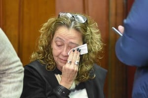 Presente. La madre de Julio sacó fuerzas de donde pudo y ocupó el lugar que quiso, en memoria de su hijo. Crédito: Luis Cetraro