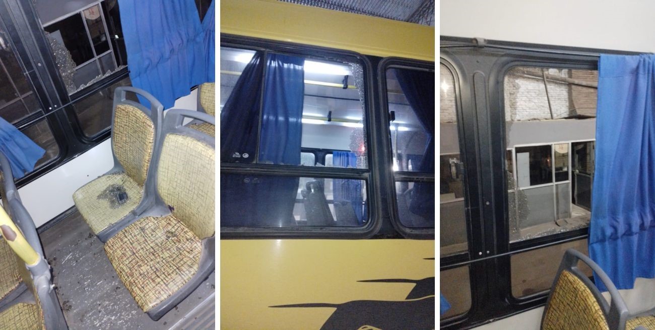 Tres colectivos fueron atacados a piedrazos; ventanillas y puertas rotas