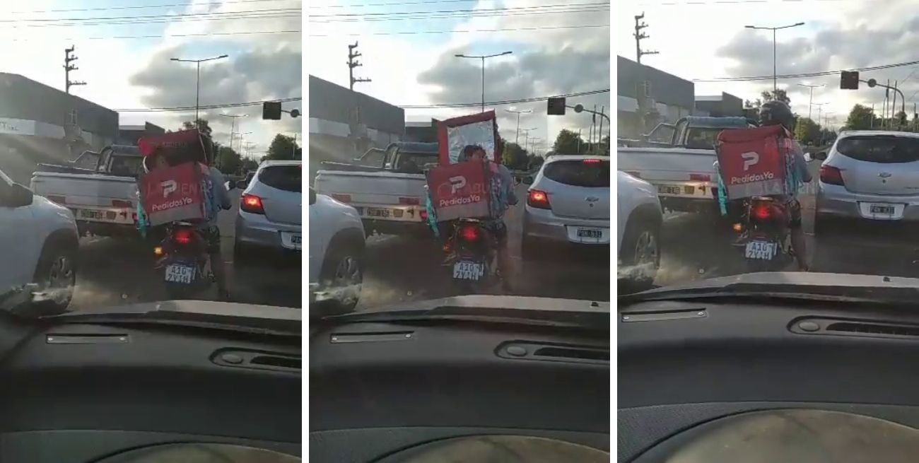 Polémica en La Plata: un repartidor llevaba a un niño en la caja de pedidos