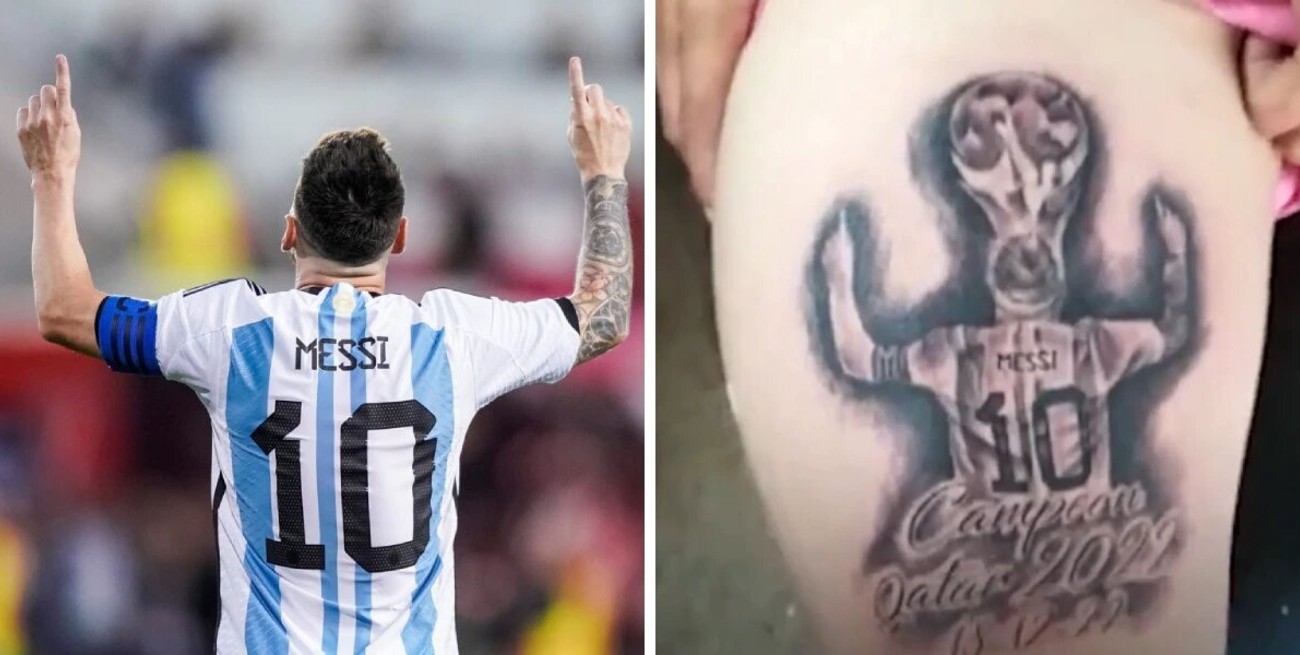 Video: se tatuó a Messi campeón de Qatar 2022 y en las redes lo tildaron de mufa
