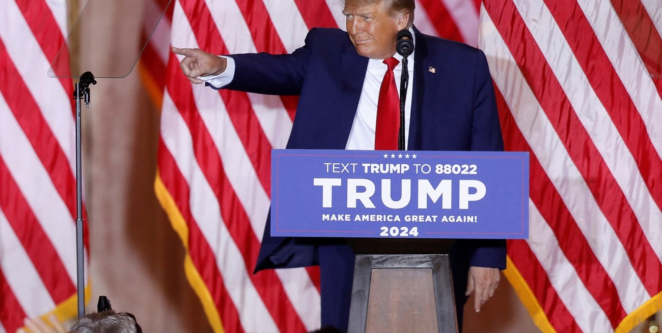 Lanzamiento de Trump para 2024: críticas a Joe Biden, halagos su gestión y la ironía con Nancy Pelosi